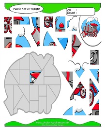 Puzzle Kes Yapıştır Çalışma Sayfaları
